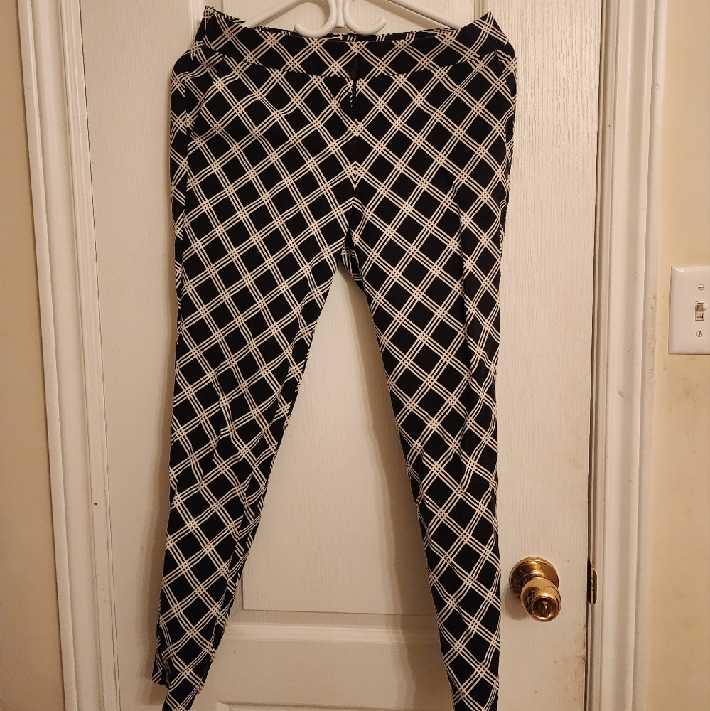 Express black and white fitted pants
